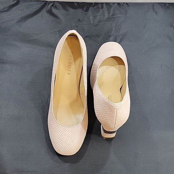 TALBOTS GENUINE LEATHER CLEAR HEEL INSET PUMPS SHOE - Picture 4 of 15